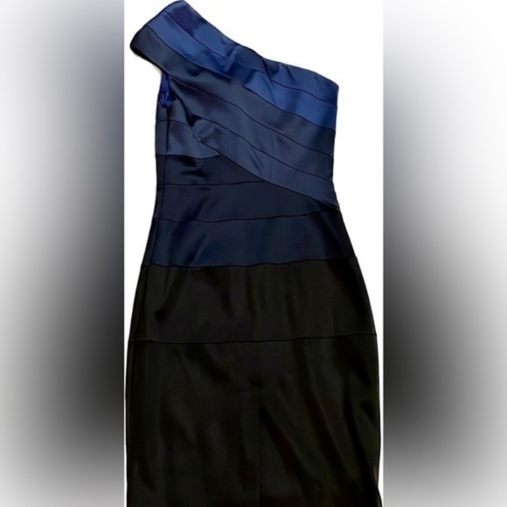 JAX Black and Blue Satin Dress